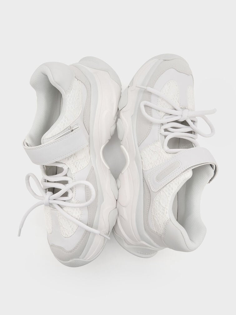 Gaskell Lace Mary Jane Sneakers, White Gaskell Lace Mary Jane Sneakers, White, hi-res