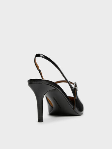 Pointed Slingback Mary Jane Pumps, Black, hi-res