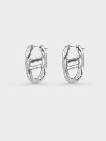 Nyra Sculptural Drop Earrings, Silver, hi-res