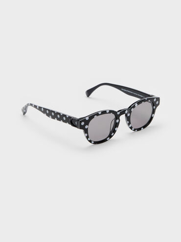 Girls' Gabine Polka-Dot Sunglasses, Black, hi-res