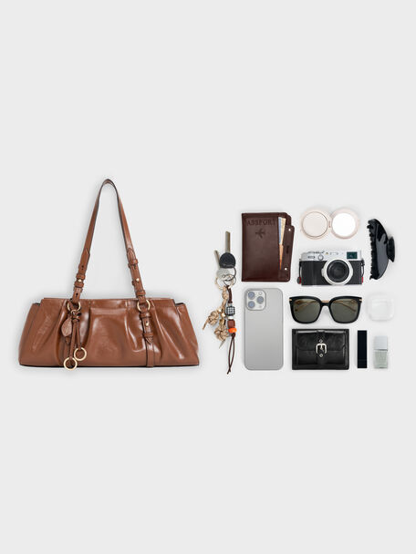 Britton Elongated Shoulder Bag, Chocolate, hi-res