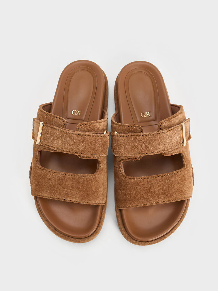 Kori Suede Slide Sandals, Cognac, hi-res