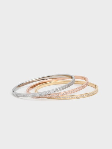 Hermione Crystal Bangle, Rose Gold, hi-res
