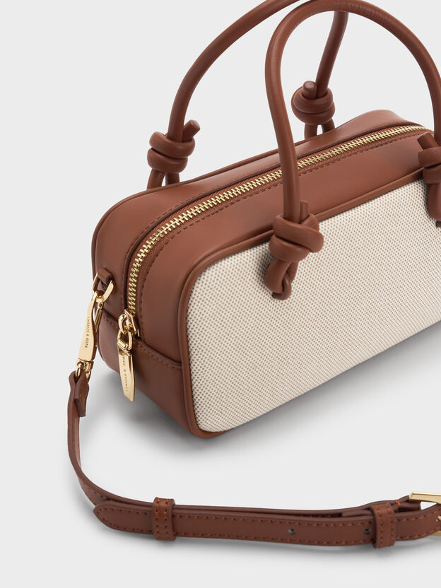Sammie Canvas Knotted-Handle Boxy Bag, Taupe Canvas, hi-res