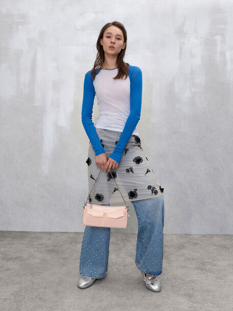 Rachel Front-Pocket Chain Shoulder Bag, Soft Pink, hi-res