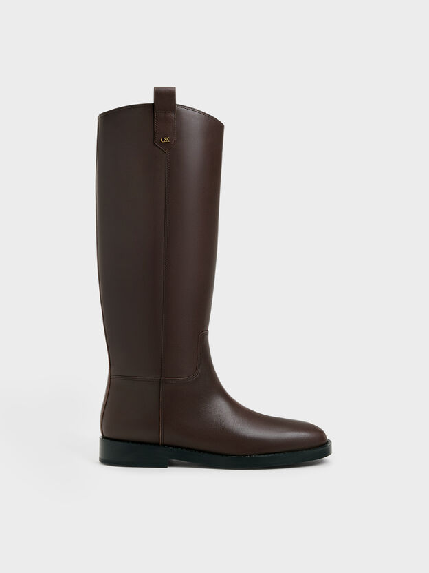 Kallie Leather Knee-High Boots, Dark Brown, hi-res