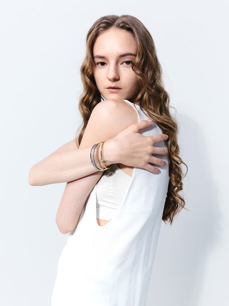 Hermione Crystal Bangle, Gold, hi-res