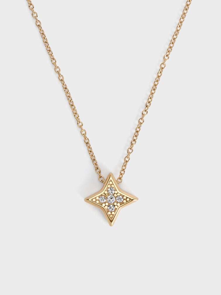Everest Crystal Star Necklace, Gold, hi-res