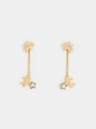 Athalia Gingerbread-Fairy Crystal-Star Drop Earrings, Gold, hi-res
