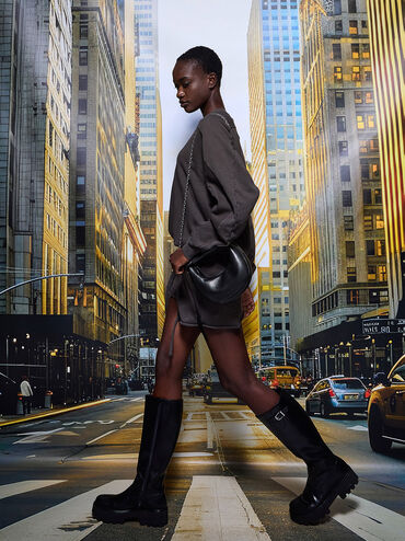 Micro Toni Knotted Crescent Hobo Bag, Noir, hi-res