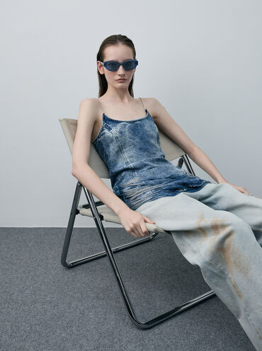 Onyx Recycled Acetate Cat-Eye Sunglasses, Blue, hi-res