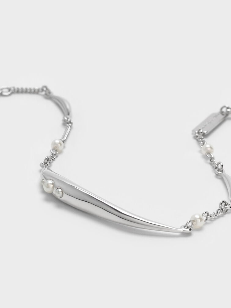 Corrine Pearl Sculptural Bracelet, Silver, hi-res