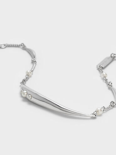 Corrine Pearl Sculptural Bracelet, Silver, hi-res