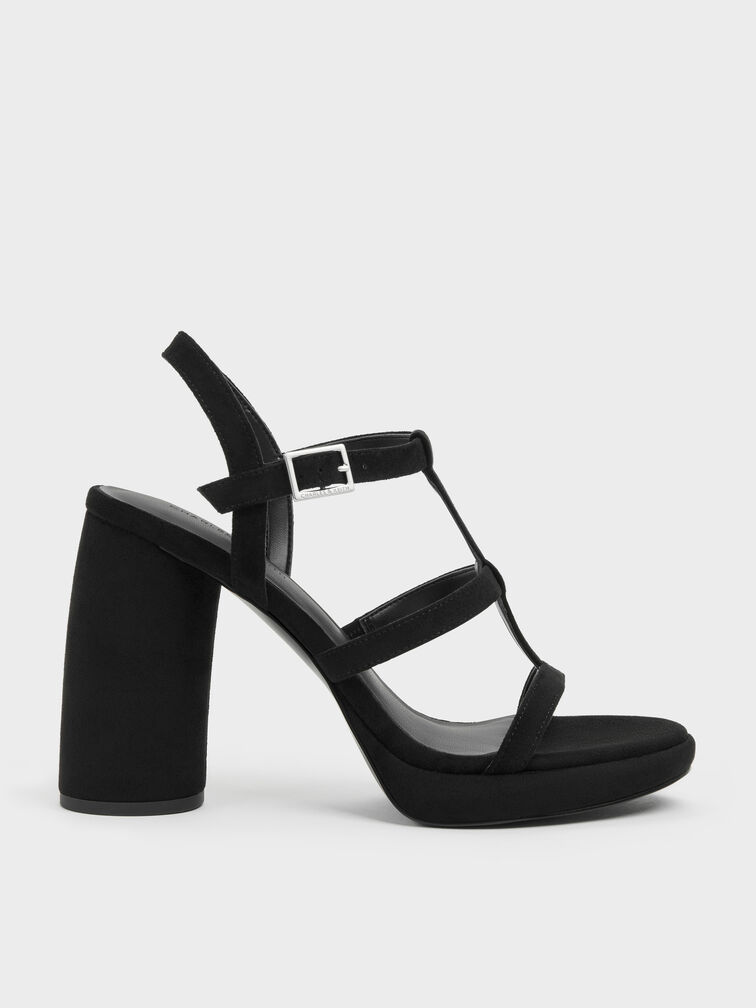 Aether Faux Suede Platform Sandals, Black Textured, hi-res