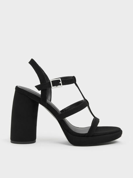 Aether Faux Suede Platform Sandals, Black Textured, hi-res