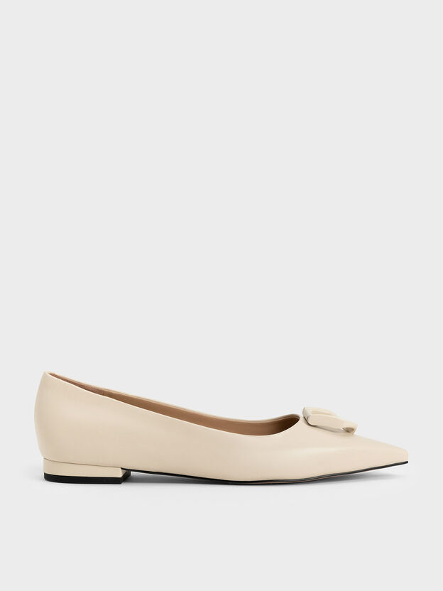 Gabine Leather Ballerinas, Chalk, hi-res