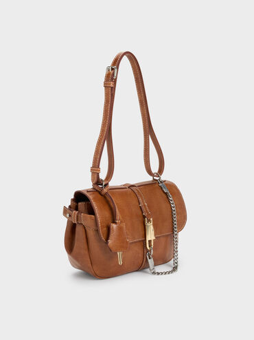 Delfina Chain Crossbody Bag, Distressed Tan, hi-res