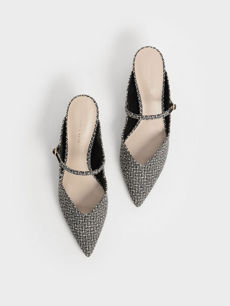 Cammie Metallic Sculptural Heel Tweed Mules, Multi, hi-res