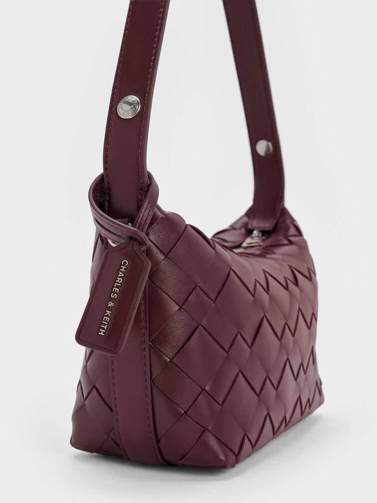 Ivette Woven Shoulder Bag, Wineberry Red, hi-res