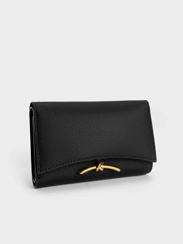 Huxley Metallic-Knot Wallet, Black, hi-res