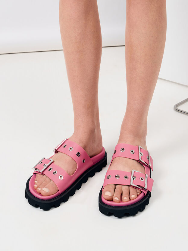 Trill Grommet Double-Strap Sandals, Pink, hi-res