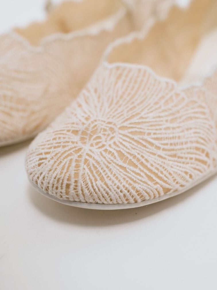 Meja Floral Mary Jane Flats, White, hi-res