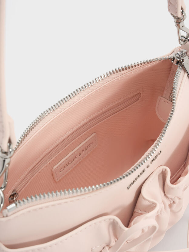Mini Reese Ruched Bow Shoulder Bag, Soft Pink, hi-res