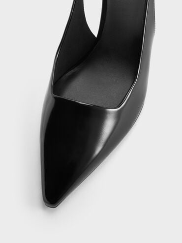 Pointed-Toe Kitten-Heel Slingback Pumps, Black Box, hi-res