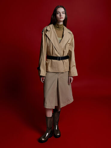 Double Pull-Tab Calf Boots, Dark Brown, hi-res