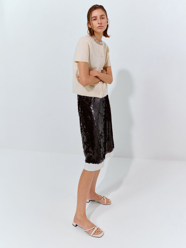 Georgie Linen Metal-Ball Heeled Mules, Chalk, hi-res