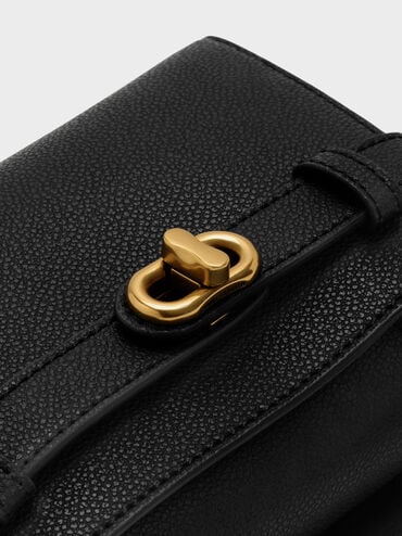 Aubrielle Metallic-Buckle Top Handle Bag, Black, hi-res