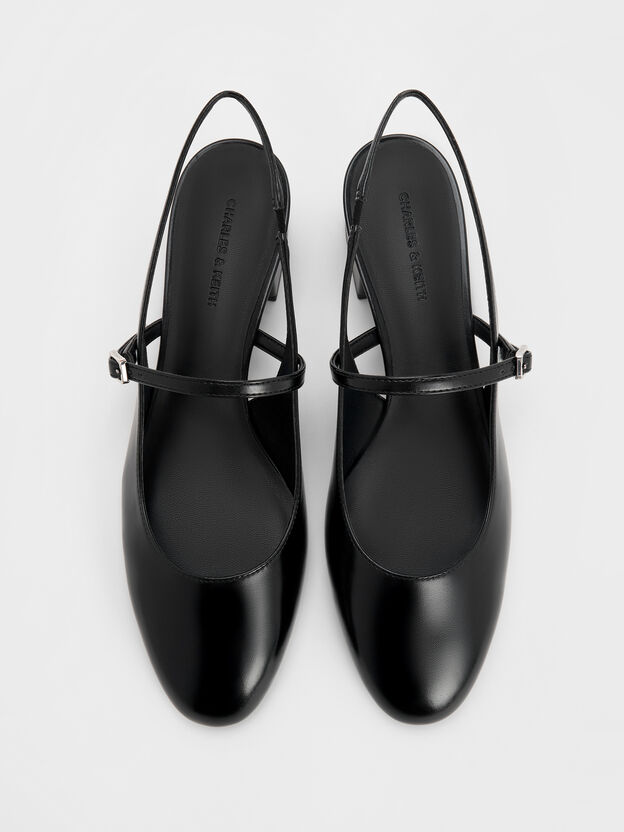 Slingback Mary Jane Pumps, Black, hi-res