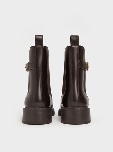 Lando Metallic-Buckle Chelsea Boots, Dark Brown, hi-res