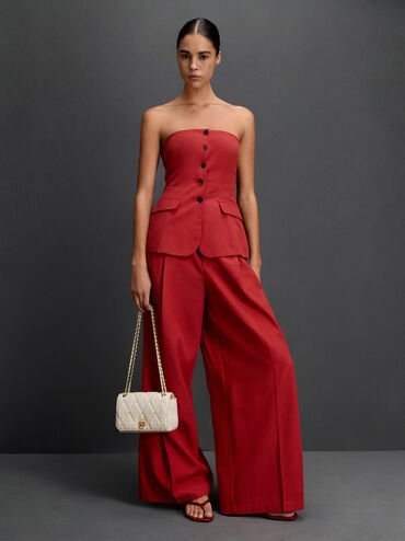 Arwen Tweed Diamond-Quilt Braided-Strap Shoulder Bag, Cream Tweed, hi-res