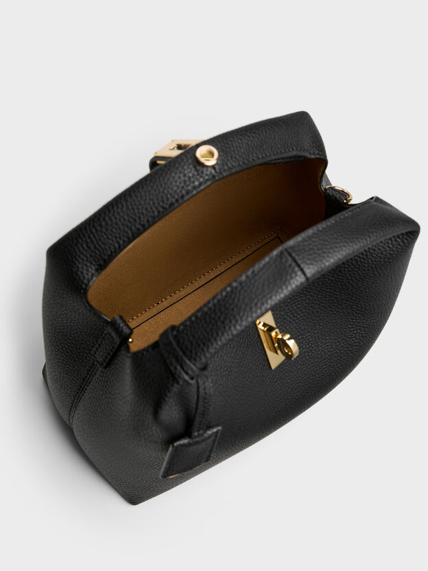 Chance Turn-Lock Bucket Bag, Black, hi-res