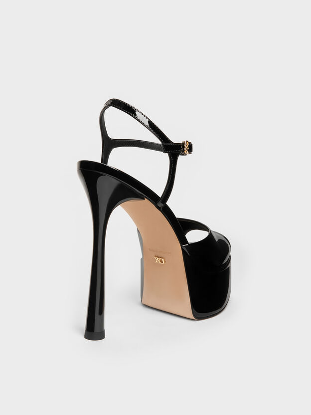 Francesca Patent Leather Peep-Toe Platform Heels, Black Patent, hi-res
