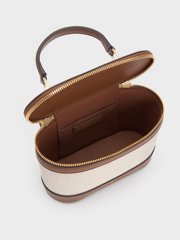 Enola Canvas Top Handle Vanity Bag, Chocolate, hi-res