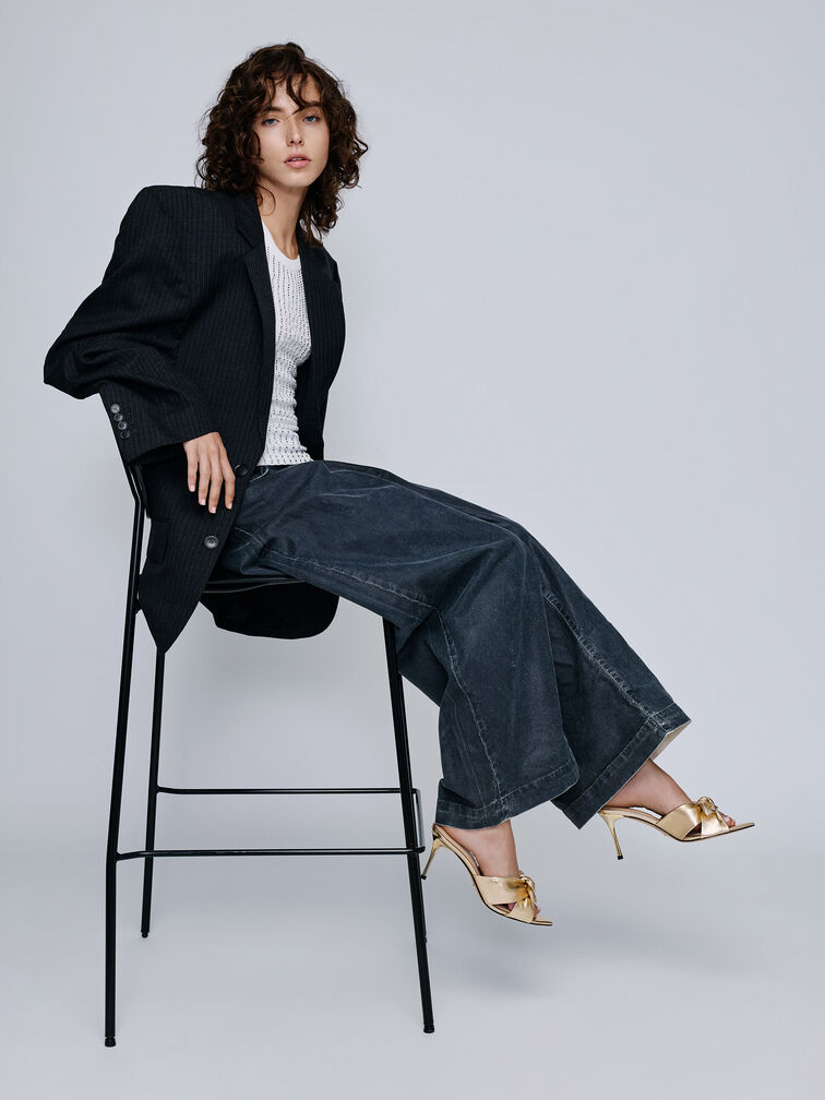 Jayce Metallic Leather Stiletto Mules, Gold, hi-res