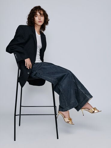 Jayce Metallic Leather Stiletto Mules, Gold, hi-res