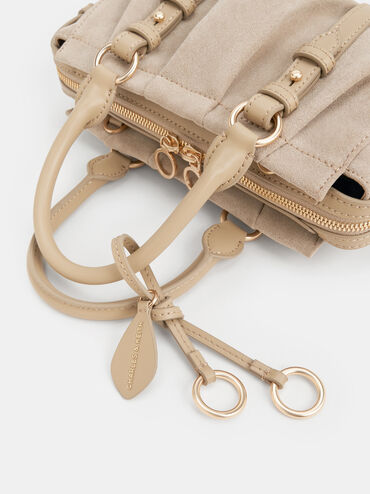 Britton Recycled Suede Top Handle Tote Bag, Nutmeg Beige, hi-res