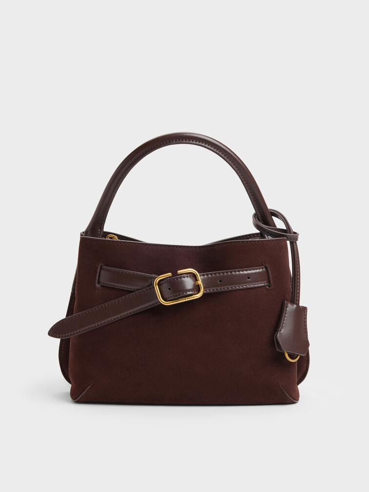 Victoria Belted Top Handle Bag, Espresso Brown, hi-res
