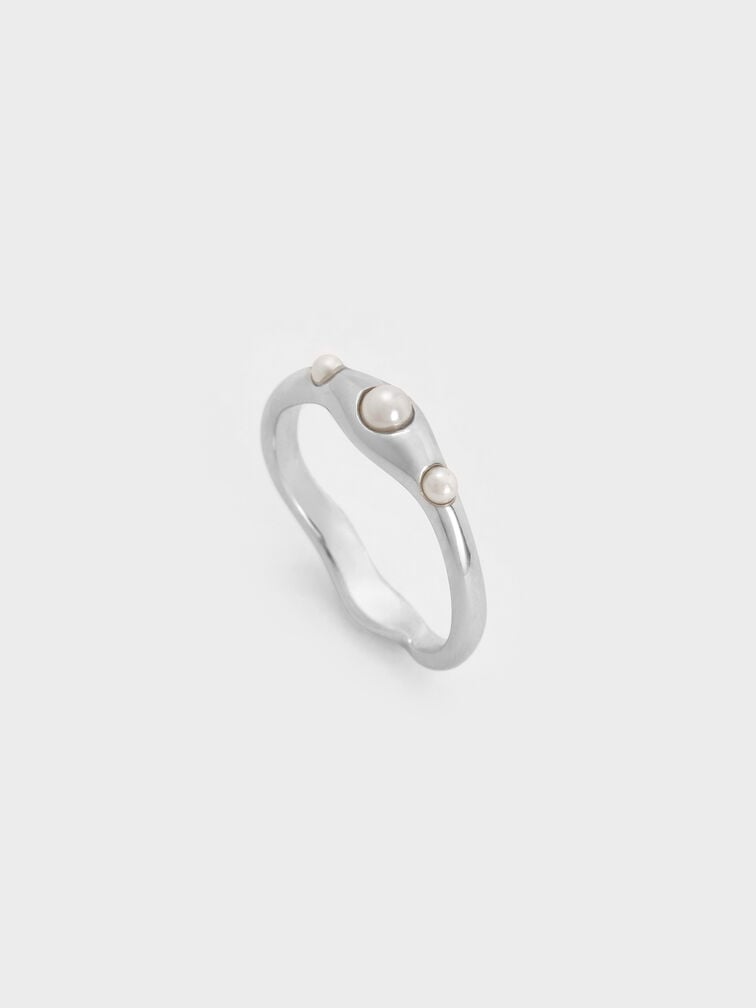 Corrine Pearl Sculptural Ring, Silver, hi-res