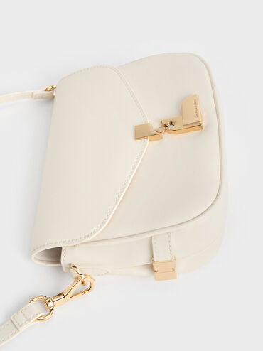 Aurelia Metallic-Accent Saddle Bag, Cream, hi-res