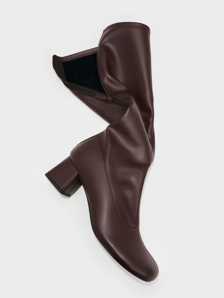 Block-Heel Knee-High Boots, Dark Brown, hi-res