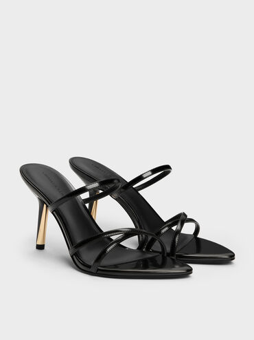 Taylen Strappy Heeled Mules, Black Box, hi-res