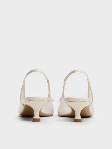 Mulligan Mesh Bow Slingback Pumps, Chalk, hi-res