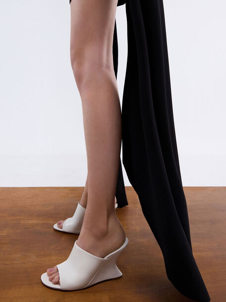 Sculptural-Heel Wedges, White, hi-res