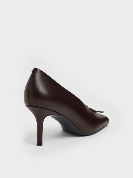 Contrast-Panel Bow Pumps, Dark Brown, hi-res