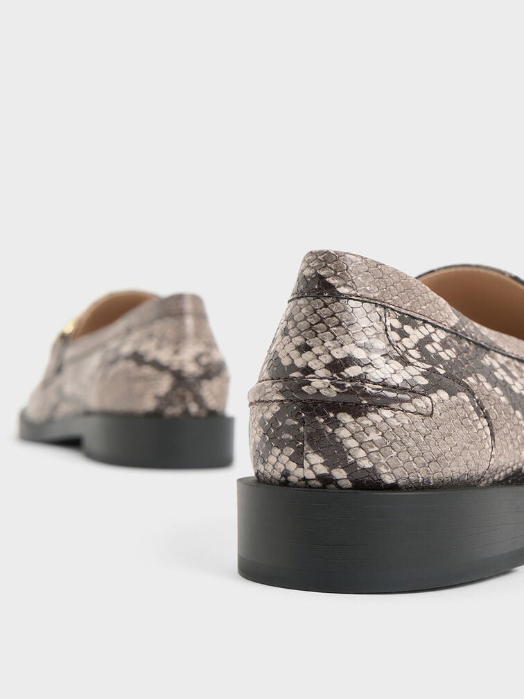 Leslie Snake-Print Metallic-Accent Loafers, Animal Print Natural, hi-res