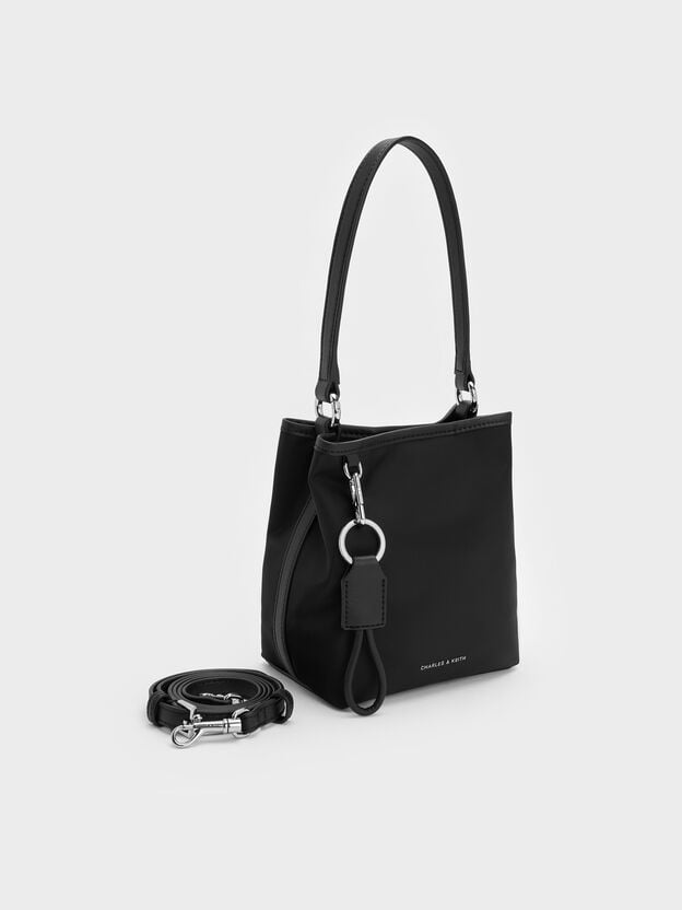 Levy Nylon Bucket Bag, Noir, hi-res